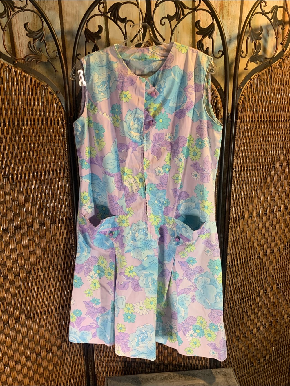 Vintage Floral Dress Handmade Size M